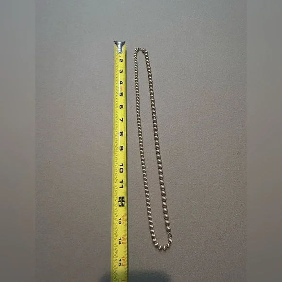 Vintage Gold Toned Beaded Necklace worn as a single strand or a 2 strand choker - Picture 7 of 7